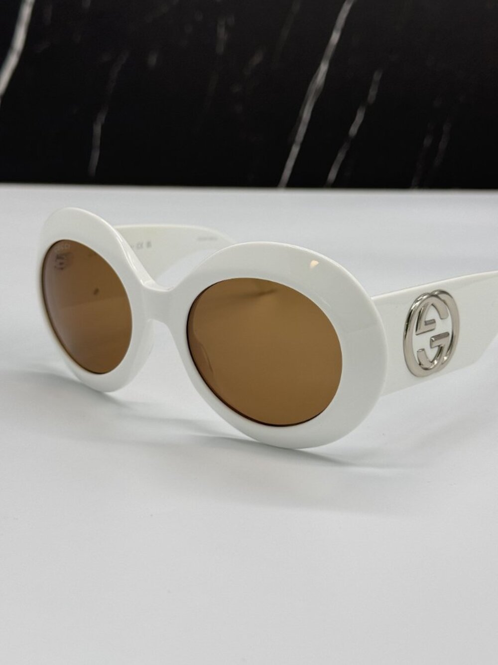 NEW GUCCI GG1647S 003 SUNGLASSES WHITE BROWN ROUND WOMEN EYEWEAR GUCCI - Picture 8 of 11